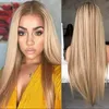 European and American Womens Wigs Blonde Gradient Long Straight Hair Full Dyed Chemical Fiber Hairs Rose Net Wig Set7372155