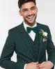 2020 Designer Två knapp Mörkgrön Groom Tuxedos Groomsmen Bästa Man Passar Mäns Bröllop Blazer-kostymer (Jacka + Byxor + Vest)