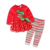 Baby Christmas Striped Suit Child Cartoon tops pants Xmas Autumn Payamas Outfits Kids Girls home clothing Sleepwear Pyjamas LJJA3354-3