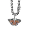 Colar de grife moda 18in 12 mm Chain 18K Gold Copper Butterfly Colar Pingente Pingente Bling Zircon Hip Hop Colar1300198