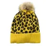 Leopard vintermamma kvinnor älskling barn virka stickade hatt kepsar barn flicka pojke päls varm boll pompom mössor hattar