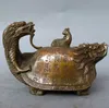 Atacado Antique Copper Pure Copper Dragon Turtle Pot Baishou Turtle Pot Dragon Phoenix Bule Decoração Feng Shui Artesanato Decoração