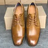 Diseñador Vintage Oxfords Zapatos Cuñas Clásico Moderno Formal Zapatos de vestir para hombres Fiesta Zapato de boda Cuero genuino con caja