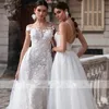 Abiti da sposa a sirena in pizzo con strascico staccabile 2020 Maniche ad aletta trasparenti Appliques vestido de novia Abiti da sposa taglie forti