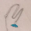 Lysande sjöjungfru svanshänge halsband för kvinnor flickor härliga fisk smycken silver färg julhalsband