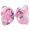 Girls Unicorn Cabina para el cabello 12 Colors 8 pulgadas Barras grandes Bows Boathbow Rainbow Cartoon Barrettes impresas para niños Baby Headwear Diadenta para niños pequeños 3501714