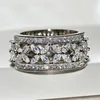 Klassieke Top Selling Mode-sieraden 925 Sterling Zilver Marquise Cut White Topaz Edelstenen CZ Diamond Party Vrouwen Wedding Band ring Gift