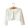 New Baby Girls Bolero Kids Sleeves Lace Cotton Lining Beading Flower Shrug Girl Coat Fashion Toddler Girl Short Jacket