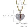 Hip Hop Jewelry Iced Out Pendant Luxury Designer Necklace Mens Gold Chain Pendants Bling Diamond Break Heart Charms Hiphop Rapper Love Accessories