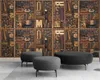 American Vintage Wallpaper Golden Vintage Wood Carving English Alphabet 3D TV Background Wall Painting Silk Wallpaper