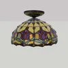 12 inch bloem gebrandschilderd glas Tiffany stijl plafondlamp lamp mediterrane retro lampen indoor decoratieve hanglampen