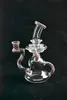 Color 3 tube wig smoking pipe , glass hookah,carta recycler oil rig bong, e14mm joint, welcome to order