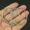 Mode 6Pair / Pack Rainbow Color Round Hoop Örhängen Enkel Party Round Loop Örhängen för Kvinnor Smycken