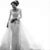 Африканская роскошь Дубай кружева русалка свадебное платье 2020 с длинными рукавами квадратные шеи с бисером из бисера с съемным поездом свадебные свадебные платья