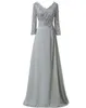 moder bride dresses silver long chiffon