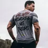 Mens Brand Ginásse camiseta camiseta fitness fodabuilding crossfit slim algodão camisetas homens trepadeiras de manga curta machos camisetas casuais roupas