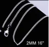 2MM chain 925 Sterling Silver Curb Chain Necklace Fashion Women Lobster Clasps Chains Jewelry 16 18 20 22 24 26 Inches FreeShipping