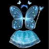 Kids Girls Fairy Princess Costume Sets Kleurrijke Stage Wear Butterfly Wings Wand Hoofdband Tutu Rokken GB1362