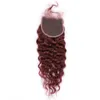 99J Vin Rouge Vague d'Eau Bundles de Cheveux Humains avec Fermeture Bourgogne Rouge Wet and Wavy Brésilien Vierge Cheveux Tisse avec Fermeture à Lacet 4x4