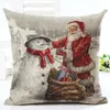 GZTZMY 45X45cm 2019 Año Nuevo Decoración Feliz Navidad Adornos para el hogar Funda de almohada Santa Claus Reno Funda de lino Cojín Natal