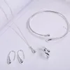 Hot Sale 925 Sterling Silver Plated Water Drop Halsband Örhängen Bangles Ringar Mode Smycken Set Bröllopsgåva Gratis Frakt