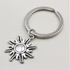 20 pcs/lot porte-clés porte-clés bijoux argent plaqué soleil pendentif à breloques accessoires clés