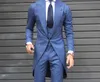 Estilo da manhã Groomsmen Pico Lapela Noivo Smoking Ternos Dos Homens Azuis Casamento / Prom / Jantar Melhor Homem Blazer (Jacket + Pants + Tie + Vest) B469