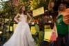 2020 Vestidos de Noiva de Sereia Lussano com Trem Destacável Manga Comprida Beaded Lace Appliced ​​Vestidos Bridais Personalizados Feito Personalizado Vestidos de Novia