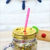 Garrafa New 15 onças criativa Sequins plástico com tampa e Straw Verão Copos Mason Jar com suco Handle Cup