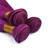 Brazylijskie jedwabiste proste ludzkie włosy fioletowe kolorowe splady rozszerzenia jedwabisty prosty Pure Purple Virgin Remy Human Hair Bundles Oferty 3 sztuk Lo