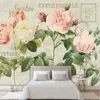 Europan estilo 3D Rose Flowers Wallpaper Moda Mão pintado aguarela da flor da planta Fresco Sala Quarto parede Papers 3 D