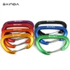 Xinda Professional 16KN 암벽 등반 Carabiner 클립 D 형 스크류 게이트 잠금 알루미늄 합금 키 체인 야외 장비