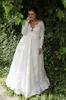 Jardin Une Ligne Empire Taille Dentelle Plus La Taille Robe De Mariée Avec Des Manches Longues Sexy Pleine Dentelle Appliqued Plage Robe De Mariée Robes De Mariée