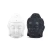 Testa di Buddha tailandese Bruciatore di olio essenziale Lampade profumate in ceramica Diffusore di aromi Portacandele Ornamento Zen Aromaterapia per la casa Nero Bianco