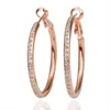 Hot Sales 18k Platinum/Rose Gold Plated Elegant 3cm Hoop Earrings äkta österrikisk kristallmodedräkt örhänge smycken