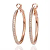 Boucles d'oreilles élégantes en or rose 18 carats / plaqué platine à la mode Boucles d'oreilles fantaisie en cristal autrichien véritable bijoux pour femmes