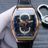 Новый Vanguard YachTing Корпус из розового золота V45 S6 YACHT Skeleton Blue Dial Автоматические мужские часы Кожаный / резиновый ремешок Спортивные часы hello_watch