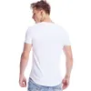 Camiseta masculina com decote em V profundo, corte baixo, decote largo, Vee Top Masculino Modal Drop Tail Slim Fit Manga Curta Camiseta Invisível C6718763