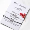 Bohemian Heart Couples Bracelets Set For Women Men Infinite Knot Wax Rope Bracelet Best Friend Wish Card Jewelry 2pcs/set