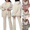 Pigiama caldo soffice da donna invernale Set maglione cardigan Cappotto con cappuccio in peluche a maniche lunghe + Pantaloncini Set Sleepwear Homewear 2PCS