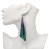 Designer-Ohrringe mit quadratischen Pailletten, geometrisches Metallgeflecht, lange Ohrringe, Modeschmuck für Frauen, Großhandel und Einzelhandel