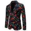 Hommes Rose Floral Blazers Costumes Vestes De Haute Qualité Bel Ange Hommes Imprimé Blazer Taille Euro Simple Boutonnage Blazer Masculino