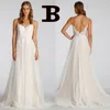 Robes de mariée de plage en dentelle modeste A-ligne pas cher en dentelle manches en mousseline de soie haute fente à lacets dos longues robes de mariée sur mesure HY6314