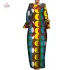 Vestidos de Longo Africano para Mulheres Design De Moda Dashiki 2 Bolsos África Roupas Bazin Riche O-Neck Manga Completa Vestido WY6338