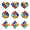 Dello smalto della lega di puzzle Jigsaw Pendente variopinto di figura rotonda di cuore Amici unisex regalo Autism Awareness Charms collana fai da te