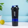 LOGO Protein Shaker Blender Mikser Kupası Spor Su Şişesi Egzersiz Fitnes Jimnastik Eğitimi 3 Katmanlar BPA Free Shaker Konteyner 500ml
