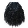 Human Hair Ponytail Förlängning Human Hair Wrap Drawstring Ponytail 18 "140g Lång vattenvåg för Kvinnor # 2 Mörkbrun