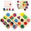 Montessori brinquedos matemática Forma de madeira colorida Praça enigma Toy primeiros Educacionais Aprendizagem Crianças Estudo Toy Chrismas presente para as crianças