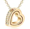 Fashion- Pendants Fashion Womens Heart Crystal Charm Pendant Chain Necklace Silver Plated Jewelry Chains Necklaces