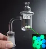 Top Quality 5mm Thick Clear Bottom Quartz Banger Nail with Spinning Carb Cap and Glowing Terp Pearl Ball For Oil Rigs Glass Bongs